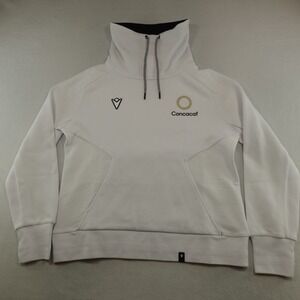 Macron Sweatshirt Pullover Womens Medium White Logos Soccer Pockets Concacaf NEW